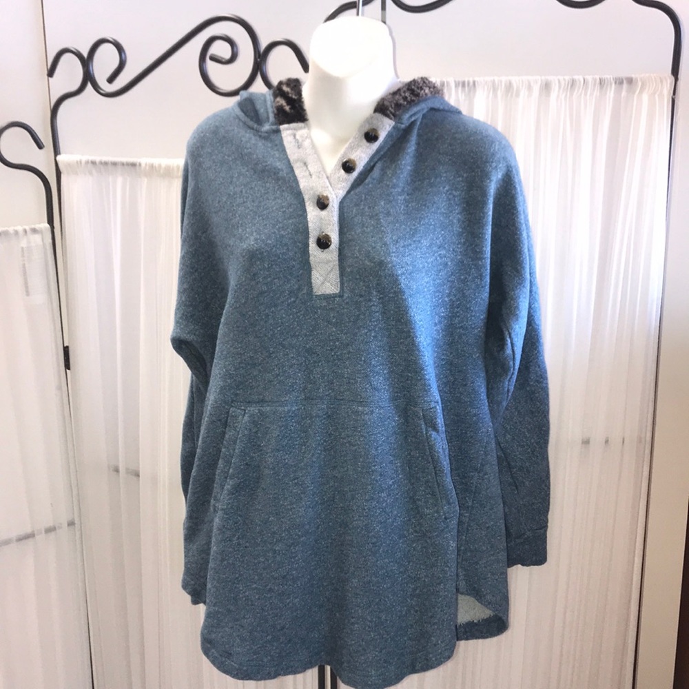 Soft Surroundings Blue Hoodie Sweater Small